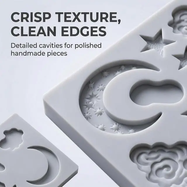 Alt view image 4 of 7 - 3Pcs White Star Moon Clouds Shaped Silicone Fondant Molds, Candy Chocolate Molds for DIY Cake Fondant Cookie Cloud Fondant Mold Moon For Candy Baking Sugar Cakes Decorating Candy Making Supplies