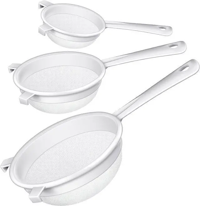 Main image of Skyley 3 Pcs Plastic Nylon Mesh Kefir Fine Strainer Set, 3 In, 4 In, 5.5 In