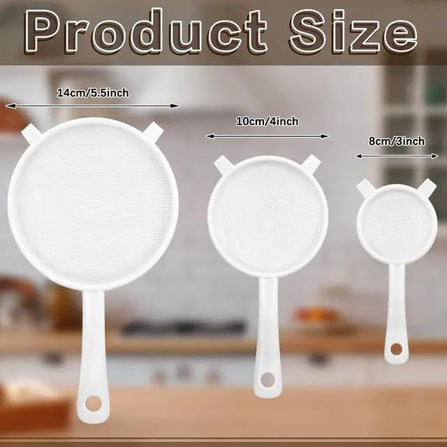 Alt view image 2 of 7 - Skyley 3 Pcs Plastic Nylon Mesh Kefir Fine Strainer Set, 3 In, 4 In, 5.5 In