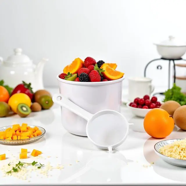 Alt view image 2 of 7 - Small White Mesh Kitchen Sifter - Plastic Mesh Strainers Sieve,Colanders and Sieve with Handle for Tea Pasta Flour Rice Fruits Vegetable, Food Strainers