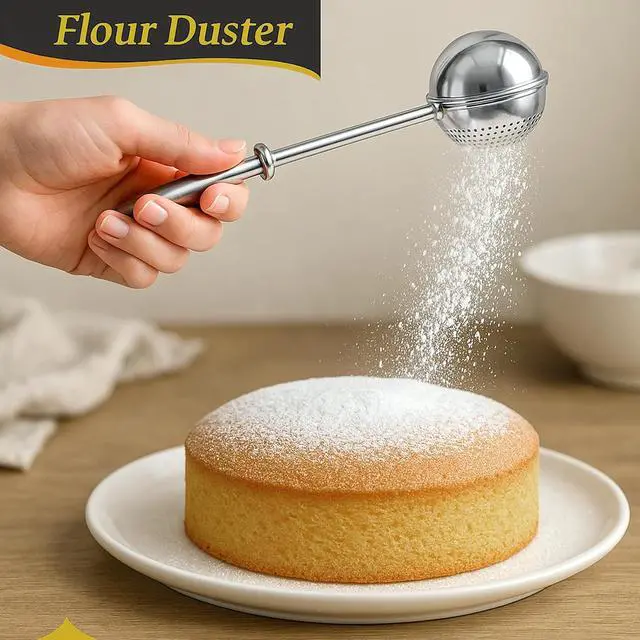 Alt view image 3 of 6 - 2 Pack Flour Duster for Baking Stainless Steel Powdered Sugar Shaker Wand, One-Handed Operation, Cocoa & Spice Sifter for Desserts and Tea