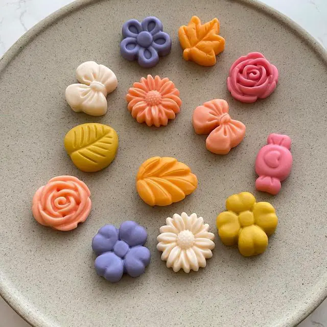 Alt view image 6 of 7 - Flower Candy Molds Silicone 2PCS Daisy Flower Chocolate Molds Tulip Flower Mold Bow Tie Leaf Jello Molds Ice Mold Pudding Molds Soap Molds Cookie Molds for Desserts Making
