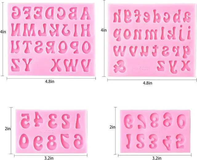 Alt view image 2 of 7 - GELIFATLE Letters Molds and Numbers Molds, Silicone Fondant Mold Chocolate Molds, 0-9 Number and 26 Letters Silicone Molds for Baking Desserts and Cake Decoration (4 pack)