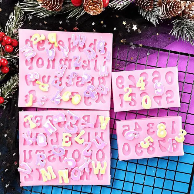 Alt view image 3 of 7 - GELIFATLE Letters Molds and Numbers Molds, Silicone Fondant Mold Chocolate Molds, 0-9 Number and 26 Letters Silicone Molds for Baking Desserts and Cake Decoration (4 pack)