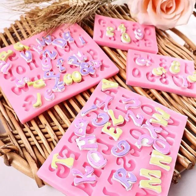 Alt view image 5 of 7 - GELIFATLE Letters Molds and Numbers Molds, Silicone Fondant Mold Chocolate Molds, 0-9 Number and 26 Letters Silicone Molds for Baking Desserts and Cake Decoration (4 pack)