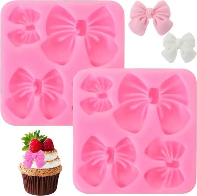 Main image of Bow Chocolate Mold, 2 Pack Bow Silicone Mold Chocolate Molds Silicone Cake Pop Molds Fondant-Mold for Wedding Birthday Party Dessert Cake Supplies Baking DIY
