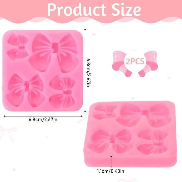 Alt view image 2 of 7 - Bow Chocolate Mold, 2 Pack Bow Silicone Mold Chocolate Molds Silicone Cake Pop Molds Fondant-Mold for Wedding Birthday Party Dessert Cake Supplies Baking DIY