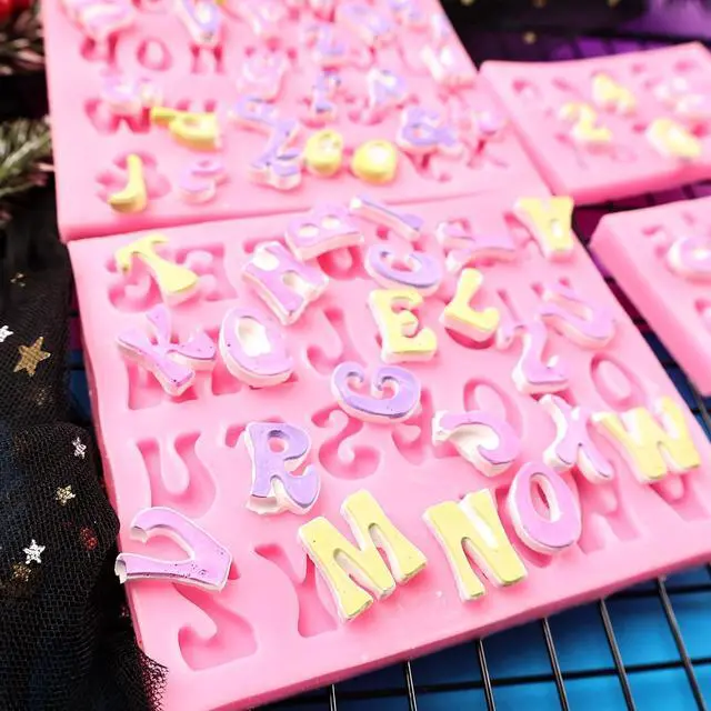 Alt view image 6 of 7 - GELIFATLE Letters Molds and Numbers Molds, Silicone Fondant Mold Chocolate Molds, 0-9 Number and 26 Letters Silicone Molds for Baking Desserts and Cake Decoration (4 pack)