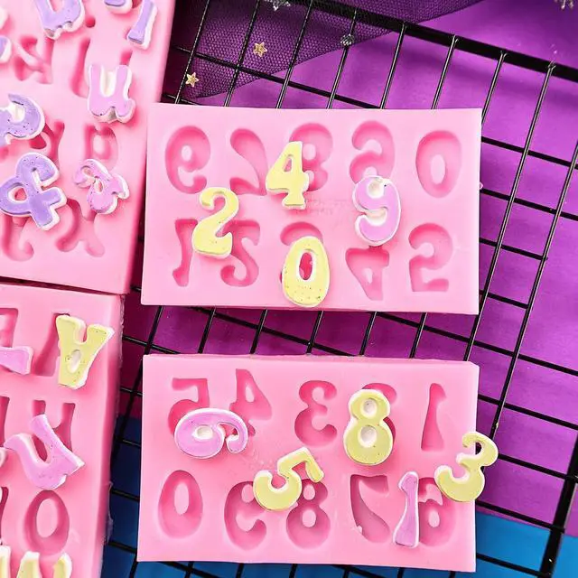 Alt view image 7 of 7 - GELIFATLE Letters Molds and Numbers Molds, Silicone Fondant Mold Chocolate Molds, 0-9 Number and 26 Letters Silicone Molds for Baking Desserts and Cake Decoration (4 pack)