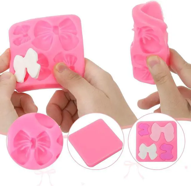Alt view image 4 of 7 - Bow Chocolate Mold, 2 Pack Bow Silicone Mold Chocolate Molds Silicone Cake Pop Molds Fondant-Mold for Wedding Birthday Party Dessert Cake Supplies Baking DIY