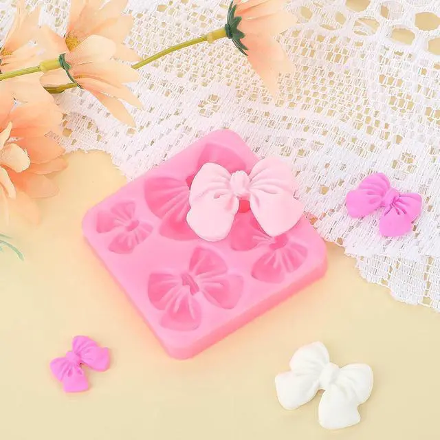 Alt view image 3 of 7 - Bow Chocolate Mold, 2 Pack Bow Silicone Mold Chocolate Molds Silicone Cake Pop Molds Fondant-Mold for Wedding Birthday Party Dessert Cake Supplies Baking DIY
