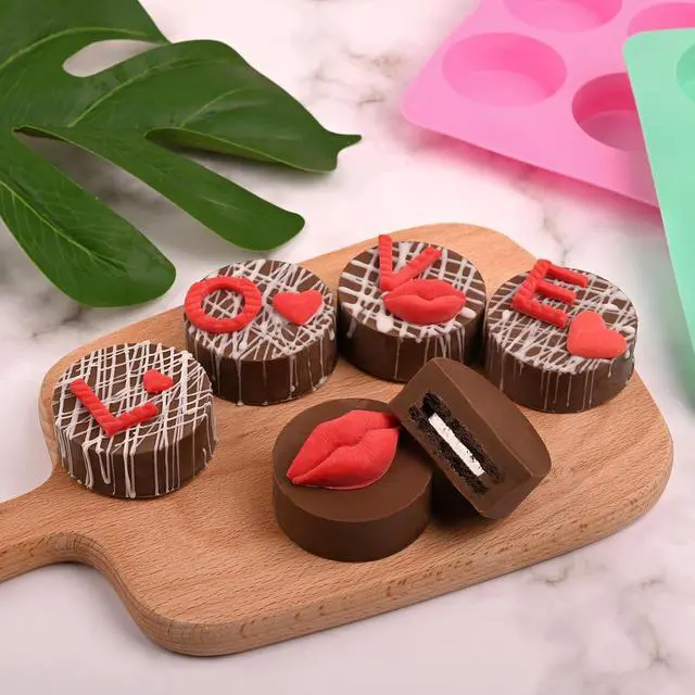 Alt view image 2 of 7 - Actvty Chocolate Cover Cookie Silicone Molds, New Size 12-Cavity Round Silicone Molds for Chocolate Cover, Cylinder Baking Mold for Candy Mini Cakes Jelly Baking2 Pack