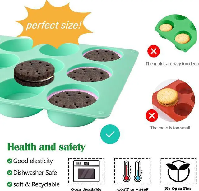 Alt view image 4 of 7 - Actvty Chocolate Cover Cookie Silicone Molds, New Size 12-Cavity Round Silicone Molds for Chocolate Cover, Cylinder Baking Mold for Candy Mini Cakes Jelly Baking2 Pack