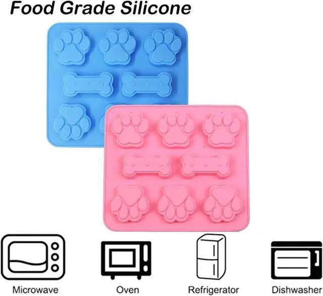 Alt view image 2 of 5 - 2 Pack Silicone Molds - Puppy Dog Paw & Dog Bone Shapes for Baking Chocolate, Candy, Jelly, Ice Cube Treats