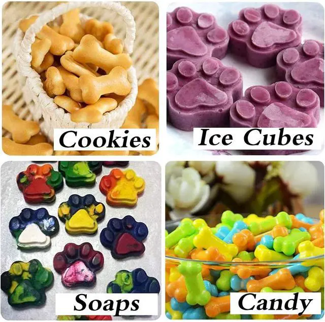 Alt view image 4 of 5 - 2 Pack Silicone Molds - Puppy Dog Paw & Dog Bone Shapes for Baking Chocolate, Candy, Jelly, Ice Cube Treats