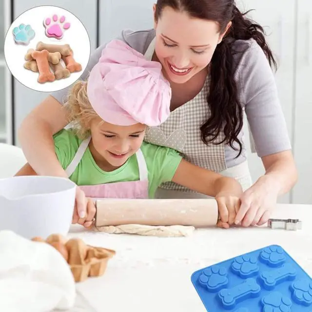 Alt view image 5 of 5 - 2 Pack Silicone Molds - Puppy Dog Paw & Dog Bone Shapes for Baking Chocolate, Candy, Jelly, Ice Cube Treats