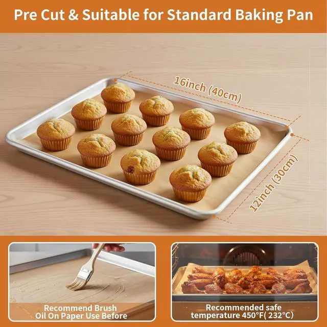 Alt view image 2 of 6 - MakMeFre Parchment Paper Baking Sheets 300ct 12"x16" PreCut