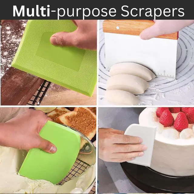 Alt view image 4 of 7 - BOORIKA Dough Scraper & Bench Scraper Kitchen Stainless Steel Sourdough Tools Dough Cutter for Sourdough Bread, Pizza, and Flat Top Griddles Chef Approved (Light)