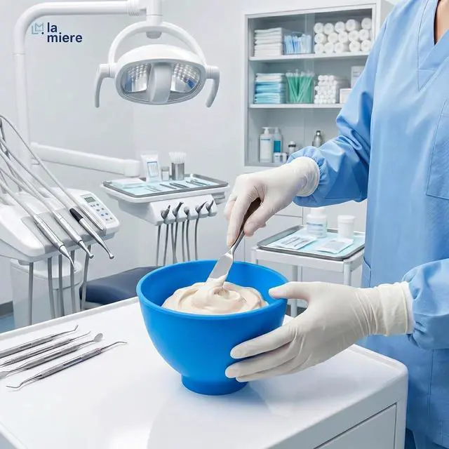 Alt view image 2 of 7 - XLarge 5.25" (d) x 3.25" (h) 600 ml/cc Dental Mixing Bowl Mixing Plasters Light Blue Silicone