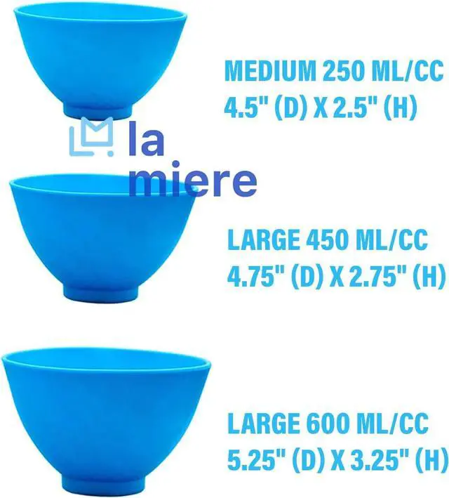 Alt view image 3 of 7 - XLarge 5.25" (d) x 3.25" (h) 600 ml/cc Dental Mixing Bowl Mixing Plasters Light Blue Silicone
