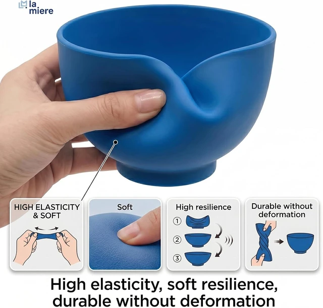 Alt view image 6 of 7 - XLarge 5.25" (d) x 3.25" (h) 600 ml/cc Dental Mixing Bowl Mixing Plasters Light Blue Silicone