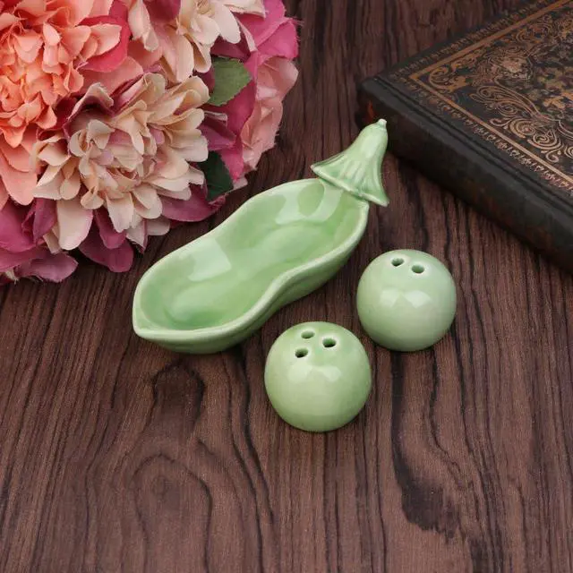 Alt view image 2 of 7 - Seasoning Can Two Peas in Pod Ceramic Salt Pepper Shaker Wedding Party Gifts Set Spice jar Storage Drawer