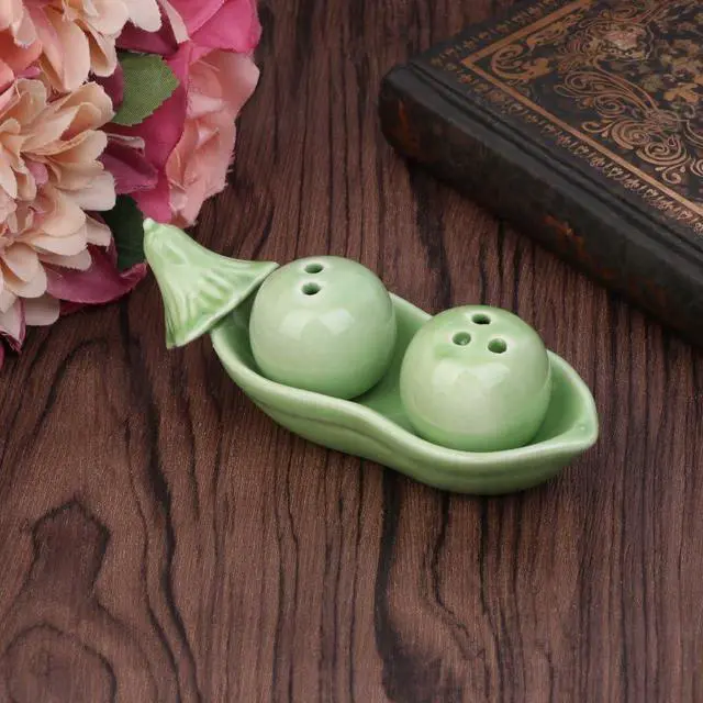 Alt view image 3 of 7 - Seasoning Can Two Peas in Pod Ceramic Salt Pepper Shaker Wedding Party Gifts Set Spice jar Storage Drawer