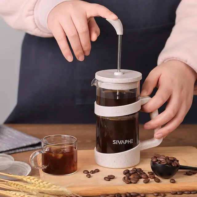 Alt view image 2 of 7 - Sivaphe Small French Press 12 fl.oz Light-weight Durable High Borosilicate Carafe with Stainless Steel Filter 0.35L Coffee Maker Frothed