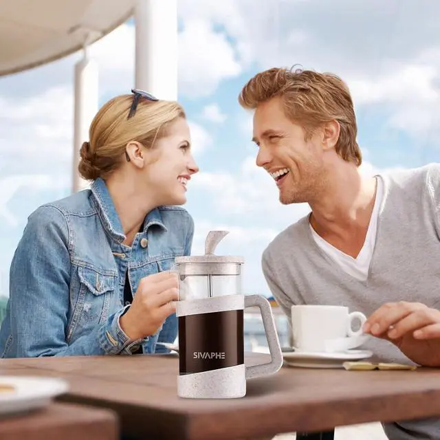 Alt view image 6 of 7 - Sivaphe Small French Press 12 fl.oz Light-weight Durable High Borosilicate Carafe with Stainless Steel Filter 0.35L Coffee Maker Frothed