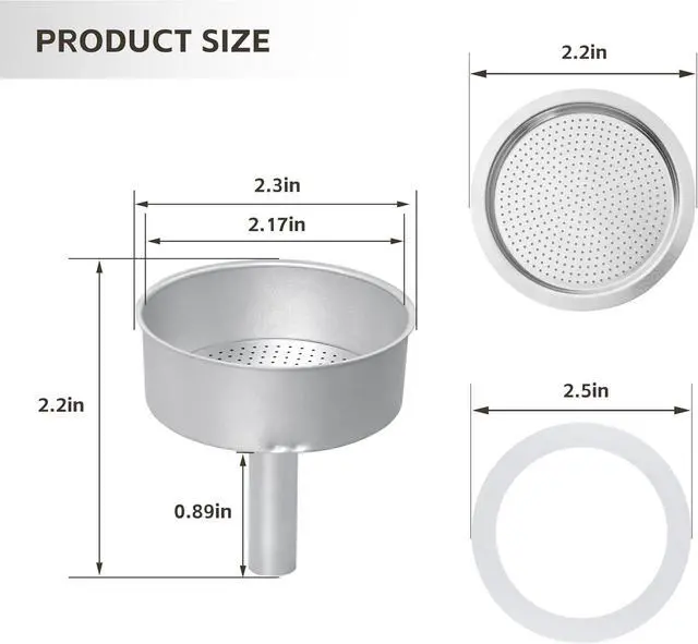 Alt view image 2 of 7 - Espresso Maker Filter Basket,moka pot 3 cup Replacement Funnel