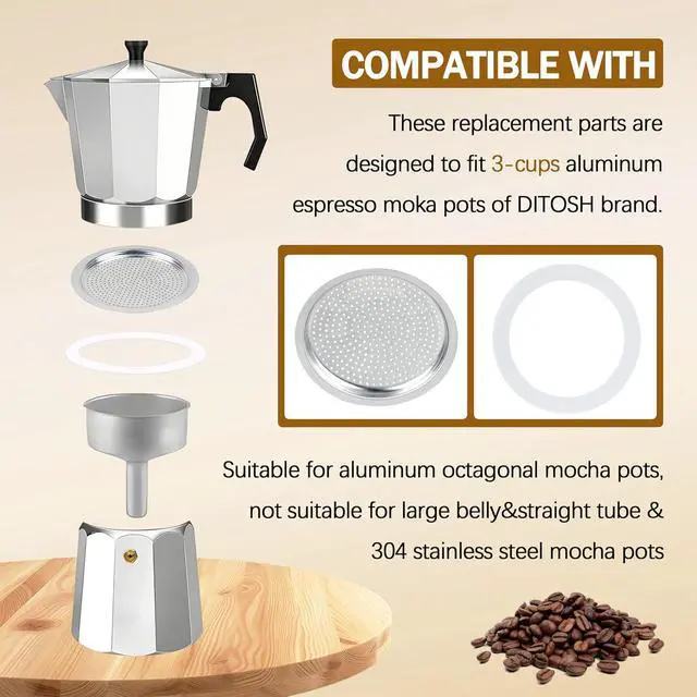 Alt view image 4 of 7 - Espresso Maker Filter Basket,moka pot 3 cup Replacement Funnel