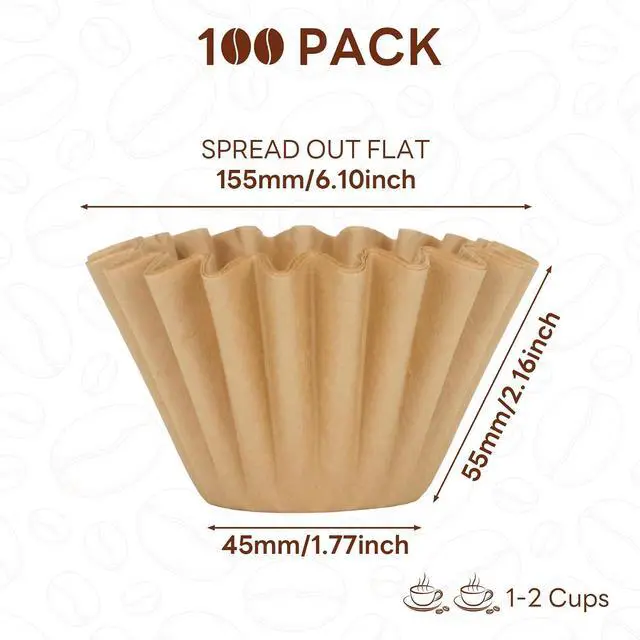 Alt view image 2 of 7 - 1-2 Cup Small Coffee Filters,100 Count Basket Coffee Filter, Disposable Coffee Filters Compatible with Single Serve Coffee Maker and Coffee Pot (Unbleached)