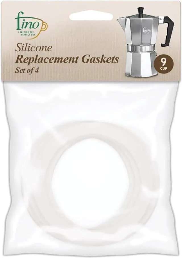 Main image of Fino Replacement Gasket for 9-Cup Stovetop Espresso Coffee Maker, Silicone, Set of 4