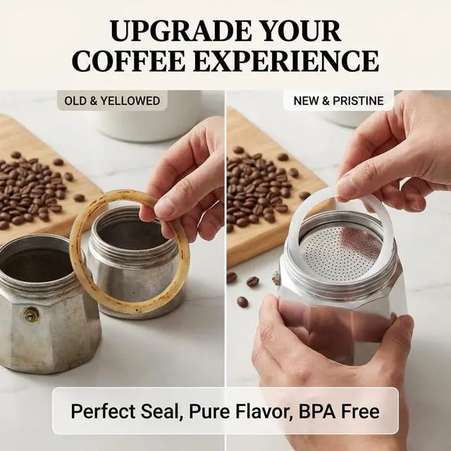 Alt view image 5 of 7 - Sivaphe 3 Cup Moka Pot Replacement Infuser Parts for Aluminum Italian Stovetop Espresso Coffee Maker, 1 Filter and 3 Silicone Gasket Seals