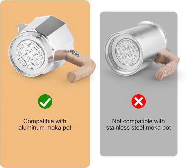 Alt view image 3 of 7 - Sivaphe 3 Cup Moka Pot Replacement Infuser Parts for Aluminum Italian Stovetop Espresso Coffee Maker, 1 Filter and 3 Silicone Gasket Seals