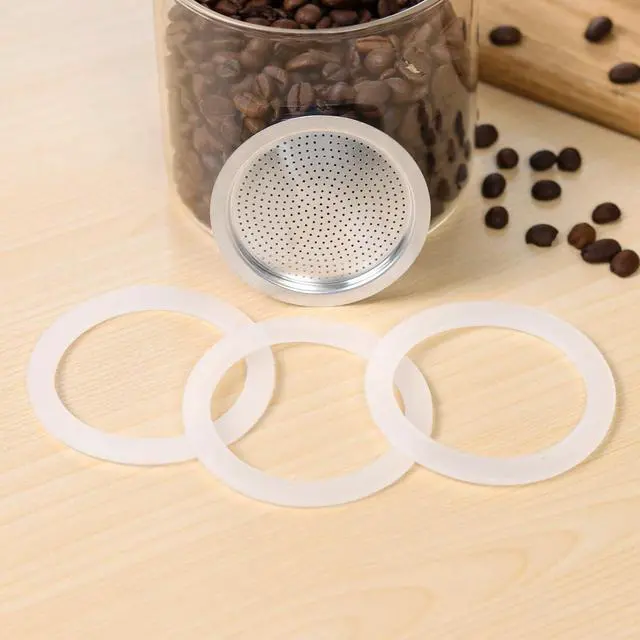 Alt view image 6 of 7 - Sivaphe 3 Cup Moka Pot Replacement Infuser Parts for Aluminum Italian Stovetop Espresso Coffee Maker, 1 Filter and 3 Silicone Gasket Seals