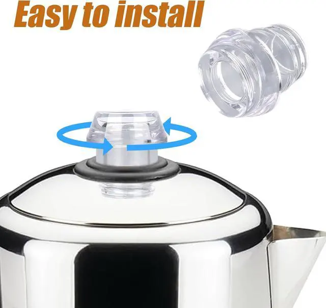 Alt view image 5 of 7 - lasuroa 2 Sets Coffee Percolator Tops & Gaskets, Transparent Percolator Pot Replacements Accessories Compatible with Farberware Yosemite Coffee Maker