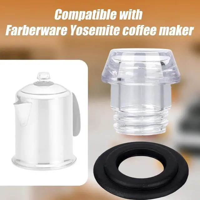 Alt view image 6 of 7 - lasuroa 2 Sets Coffee Percolator Tops & Gaskets, Transparent Percolator Pot Replacements Accessories Compatible with Farberware Yosemite Coffee Maker