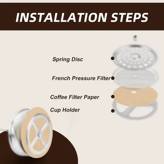 Alt view image 4 of 7 - 100pcs Paper Coffee Filters for Mueller French Press 34oz, Perforated Brown Percolator Pot Filter Paper Replacements Compatible with Mueller Secura Veken Coffee Maker