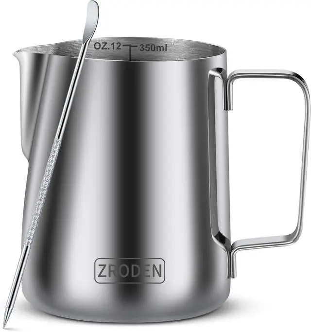 Main image of Milk Frothing Pitcher, 12oz 20oz 32oz Espresso Steaming Pitchers Stainless Steel Cappuccino Coffee Machine Accessories Barista Tools Steamer Froth Pitchers Milk Jug Cup with Decorating Pen Latte Art