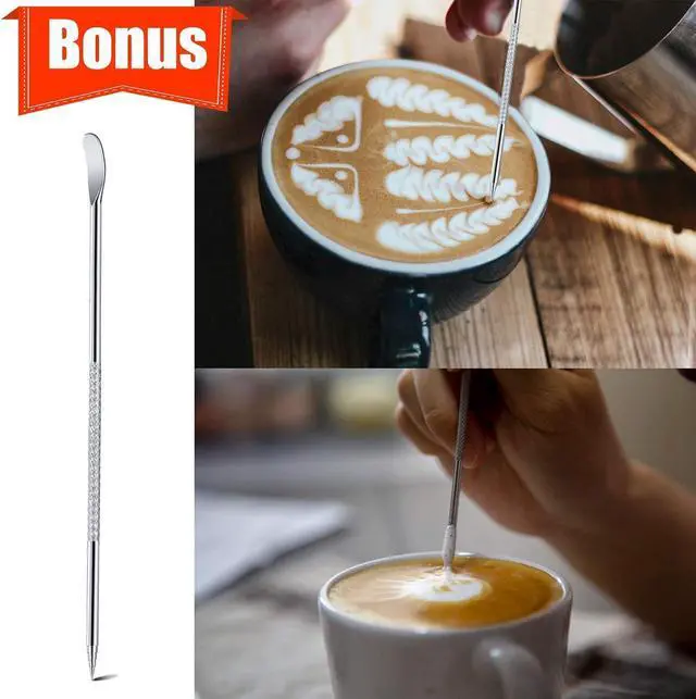 Alt view image 6 of 7 - Milk Frothing Pitcher, 12oz 20oz 32oz Espresso Steaming Pitchers Stainless Steel Cappuccino Coffee Machine Accessories Barista Tools Steamer Froth Pitchers Milk Jug Cup with Decorating Pen Latte Art