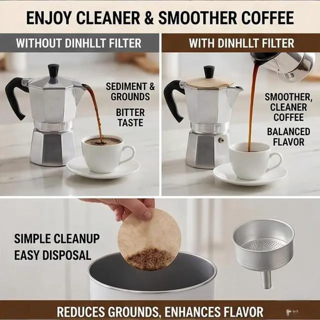 Alt view image 2 of 7 - 100Pcs Coffee Filter Moka Pot Filter Paper, 58 mm Unbleached Round Coffee Paper Filter for Espresso Machine, Disposable Coffee Filter Compatible with Espresso Coffee Maker