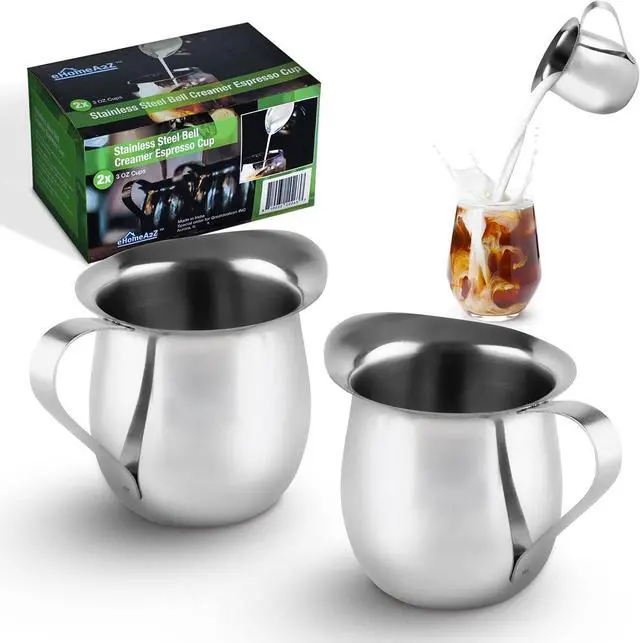 Main image of Stainless Steel Bell Creamer Espresso Shot Frothing Pitcher Cup Latte Art (2, 3 Oz)