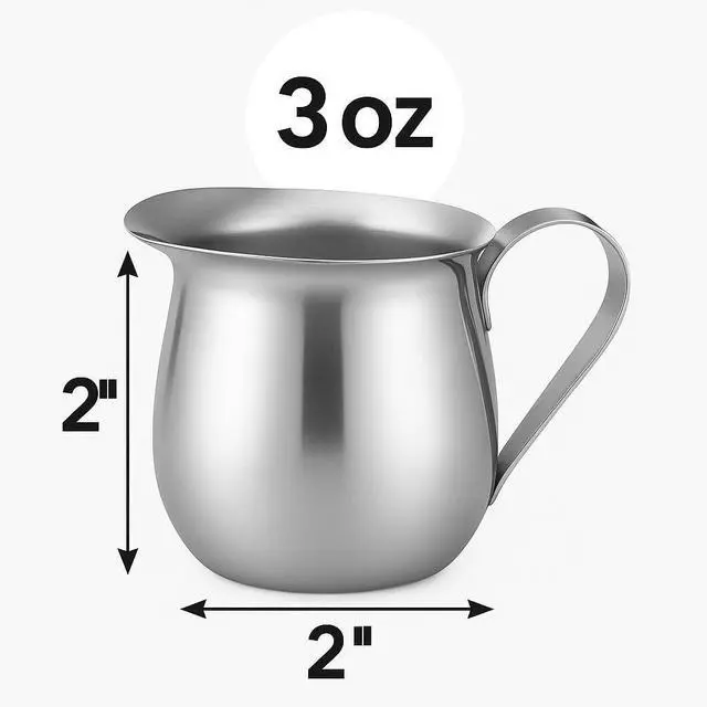 Alt view image 2 of 5 - Stainless Steel Bell Creamer Espresso Shot Frothing Pitcher Cup Latte Art (2, 3 Oz)
