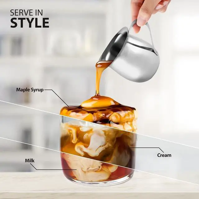 Alt view image 3 of 5 - Stainless Steel Bell Creamer Espresso Shot Frothing Pitcher Cup Latte Art (2, 3 Oz)