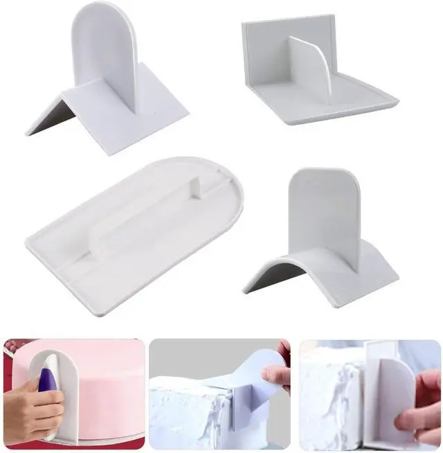 Alt view image 5 of 6 - 4 Pcs Plastic Fondant Icing Smoother Polisher Cake Decorating Smoothing Tool with Handle Cake Icing Trowel Cake Icing Smoother Cake Surface Smoother for Cakes Surface Edge Corner Decoration