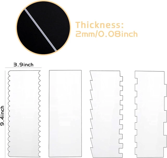 Alt view image 2 of 7 - 4 Pcs Cake Scraper Set Acrylic Cake Decorating Supplies Large Transparent Cake Smoother for Icing Perfect for Butter Cream Frosting with 7 Different Shapes Durable