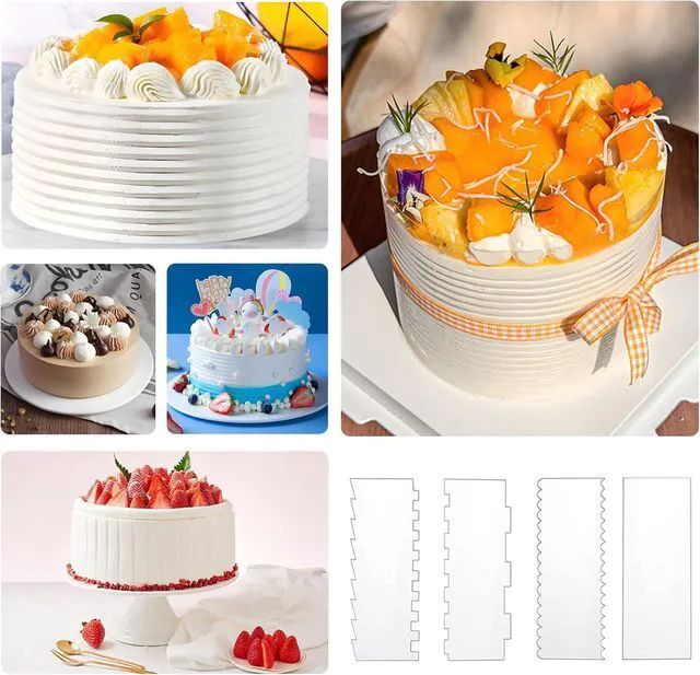 Alt view image 6 of 7 - 4 Pcs Cake Scraper Set Acrylic Cake Decorating Supplies Large Transparent Cake Smoother for Icing Perfect for Butter Cream Frosting with 7 Different Shapes Durable