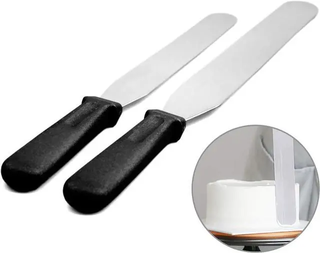Main image of ICSTM Offset Spatula,Black Stainless Steel Offset Spatula (2 Pack,6in+8in,Straight)