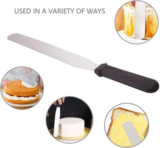 Alt view image 3 of 6 - ICSTM Offset Spatula,Black Stainless Steel Offset Spatula (2 Pack,6in+8in,Straight)